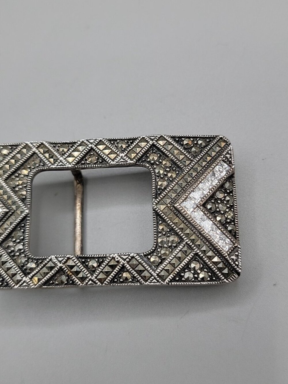 JJ Sterling Silver Judith Jack Belt Buckle 925 Rhinestone Marcasite Jeweled - Picture 2 of 10